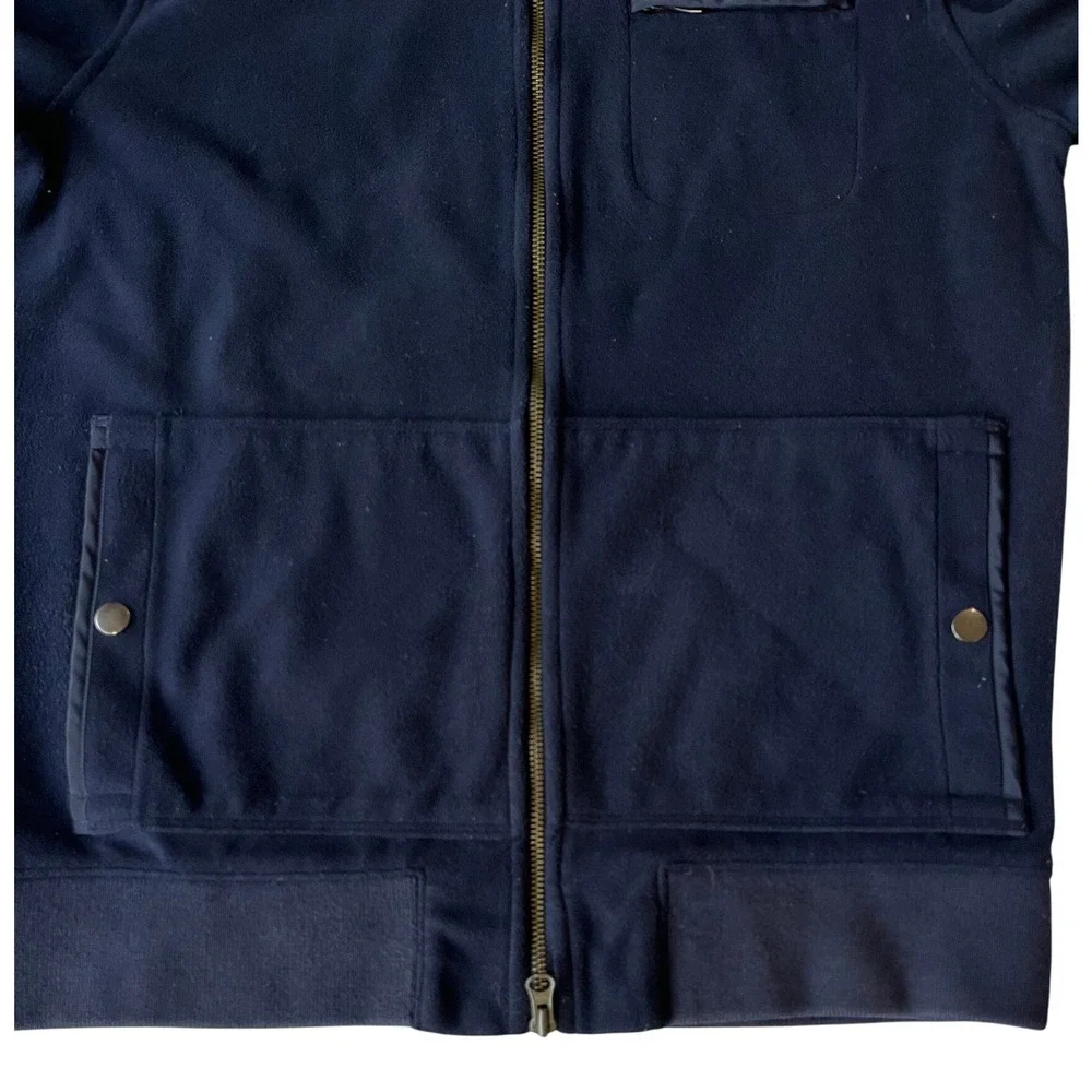 Banana Republic Men's‎ Full Zip Mock Neck Fleece Jacket Size Medium Navy Blue M